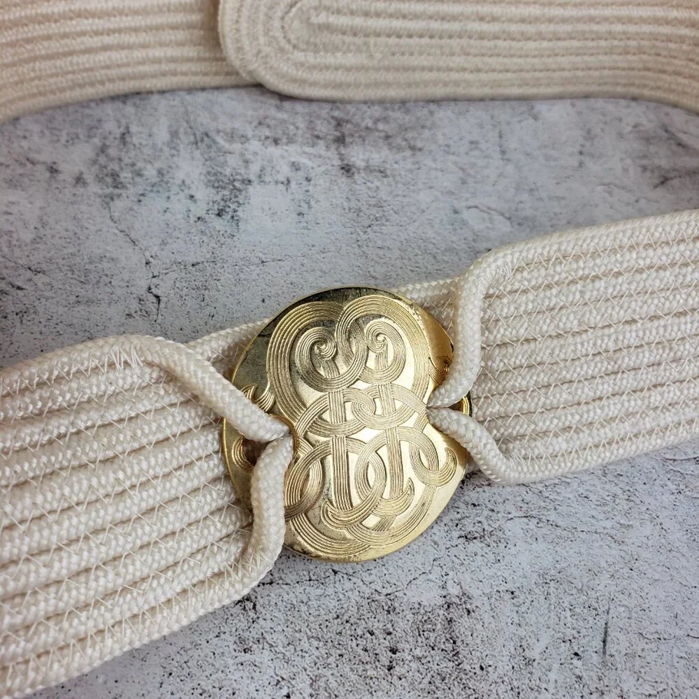 Vintage Wide Belt Woven Rope Art Deco Bohemian Adjustable Length